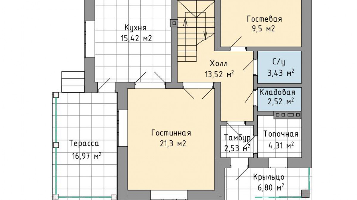 Двухэтажный жилой дом из пеноблоков на 154 кв.м.